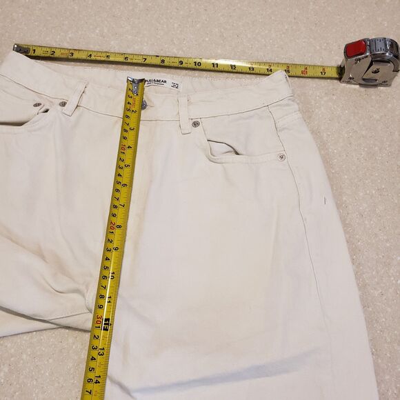 Pull&Bear Slim Denim Fit Mom Raw Hem Jean, Women's Size 8 - White - Picture 10 of 11